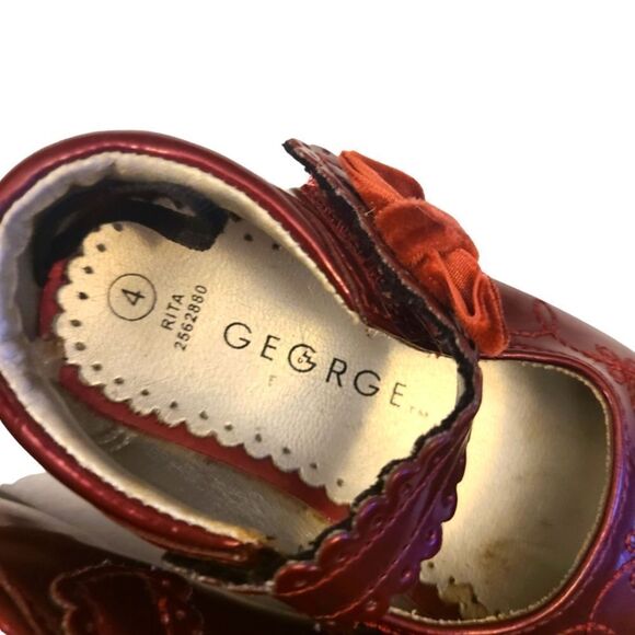 GEORGE Mary Janes Baby Ruby Embroidered Velvet Bow‎ sz 4 NWOT - Picture 4 of 9